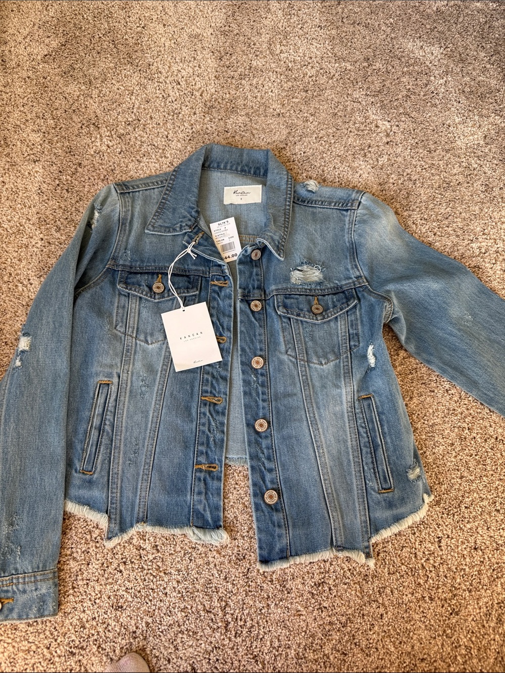 KanCan Light Blue Distressed Kids Denim Jacket